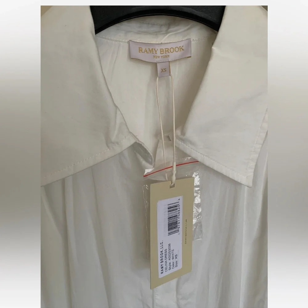 New Ramy Brook Celina Midi Shirtdress in White Size XS - Picture 11 of 12